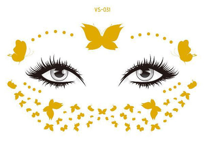 1pc Golden Face Temporary Tattoo Waterproof Blocked Freckle Stickers Eye Makeup Decal Bronzing Music Festival Wholesale 2023 New