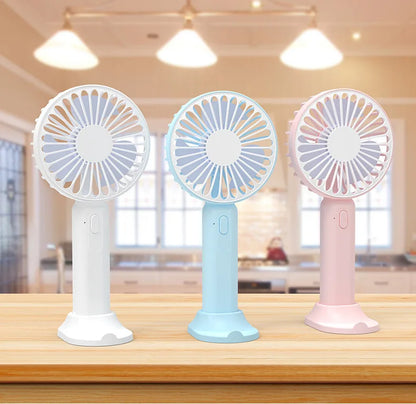 1pc New Portable Fan Office Desktop Multifunctional Folding Headed Small Electric Fan USB Mini Portable High Wind Pocket Fan