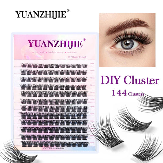 YUANZHIJIE DIY Cluster Eyelash Extension Wispy Lash Fluffy Individual Premade fans 0.07 Russian Volume Mink Bundle Lashes Makeup