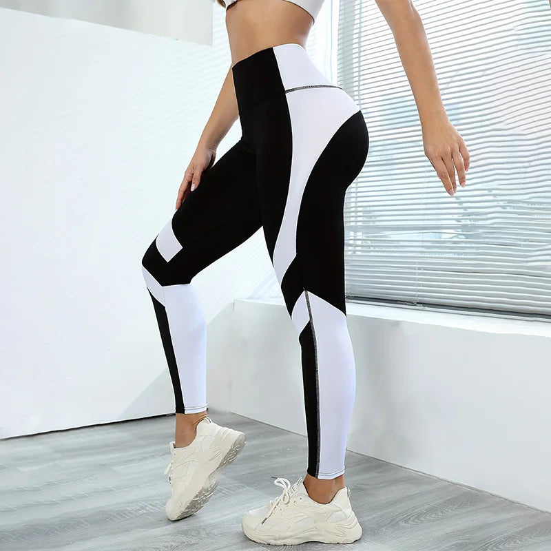 Colorblocked High Waist Yoga Pants Leggings for Women Tummy Control Workout Leggings for Women