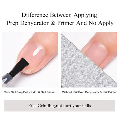 Acrylic No-acid Primer Nail Prep Dehydrator Nail Art Set With Gel Base And Top Coat Soak Off Gel Nail Polish Manicure Tool Kit