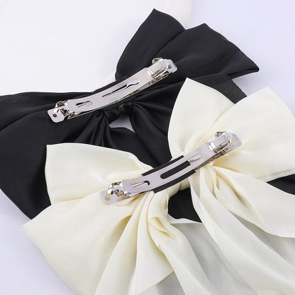 2Pcs/Set Elegant Bow Ribbon Hair Clip Women Fashion Solid Bowknot Satin Hairpin Barrettes Girls Ponytail Clip Hair Accessories