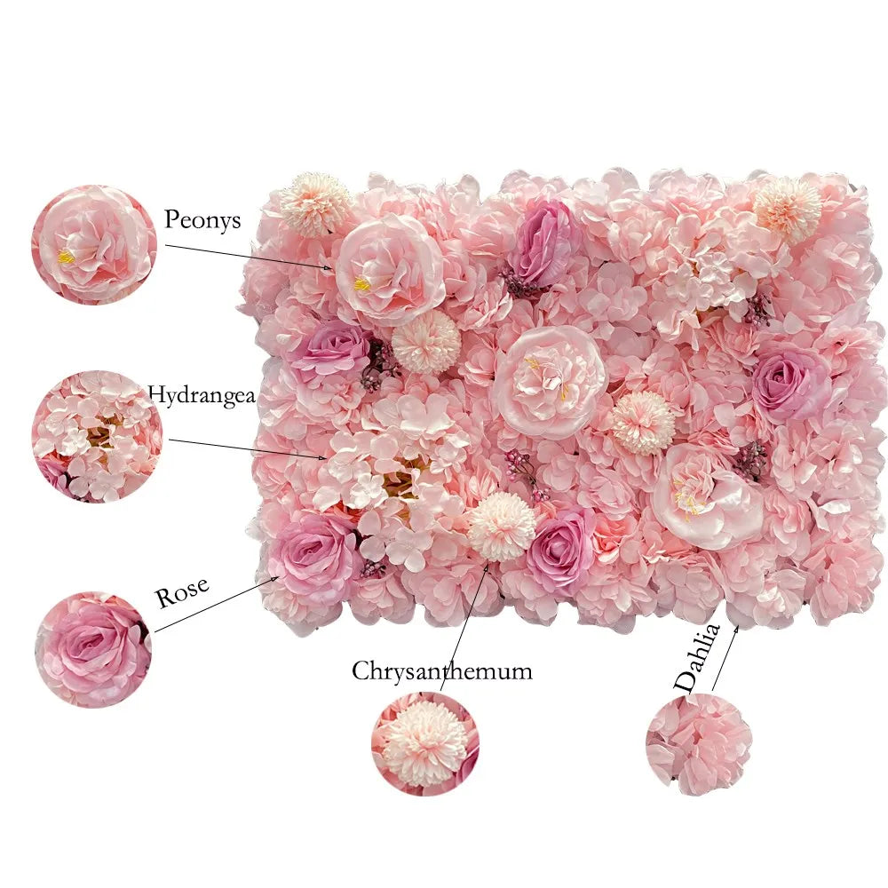 Pink Silk Rose Flower Wall Artificial Flower For Wedding Decoration BabyShow Party Christmas Home Backdrop Decor