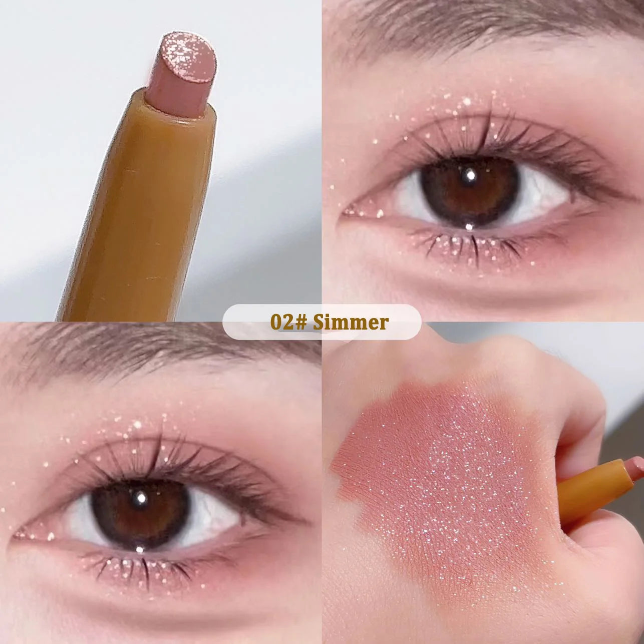 With Eye Shadow Brush Cream Matte Shimmer Eyeshadow Stick Double-head Glitter Highlighter Stick Sparkling Silkworm Eyeliner Pen