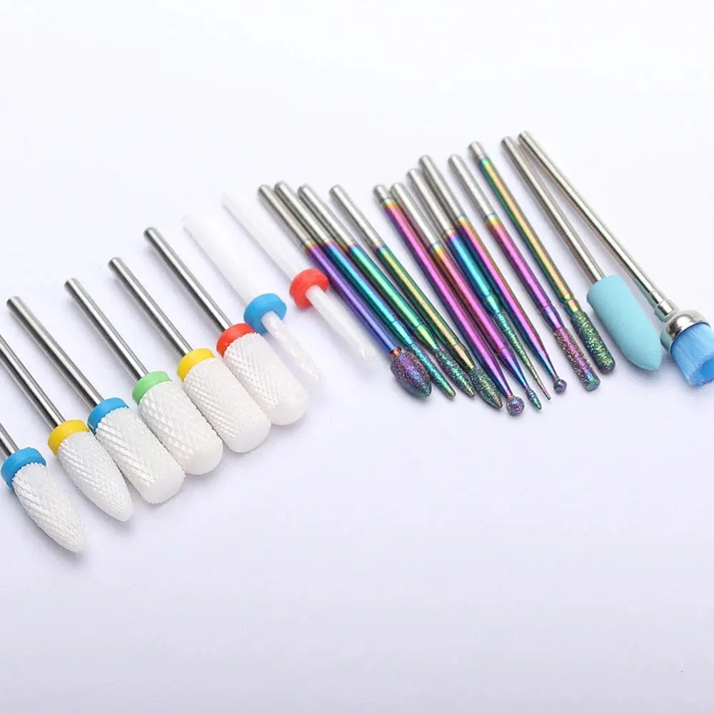 20pcs/Set Ceramic Milling Cutter Diamond Nail Dill Bit Foot Pedicure Files Gel Remover Mills Nail Art Tool