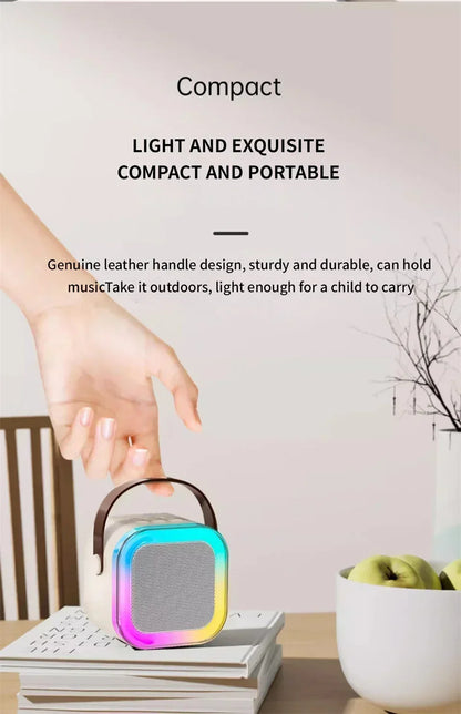 Bluetooth K12 Karaoke Machine Portable 5.3 PA Speaker System with 2 Wireless Microphones Home Family Singing Children's Gifts