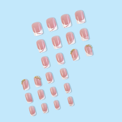 24 PCs Short French Minimalist Nails with 1 Jelly and 1 Nail File