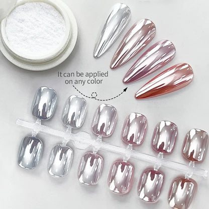 NICOLE DIARY Moonlight Mirror Nail Powder Aurora Silver Glitter Metallic Effect UV Gel Polish Pigment Chrome DIY Nail Decoration