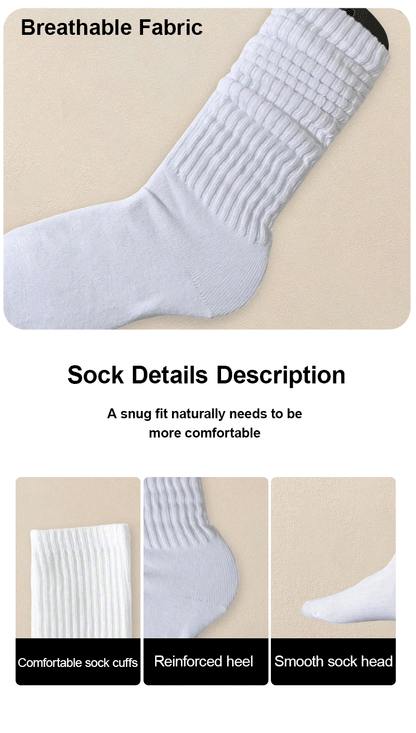 3 Pairs Women White Stacked Socks Simple Fashionable Versatile Socks Antibacterial Comfortable Lightweight Soft Mid Length Socks