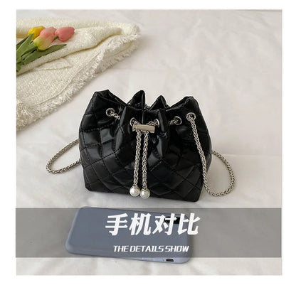 Luxury Designer Small PU Leather Bucket Crossbody Bags For Women Chain Shoulder Bag 2023 Trend Brand Ladies Handbags and Purses