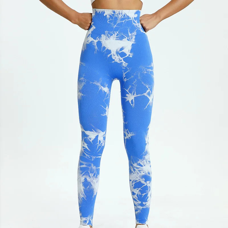 Women High Waist Seamless Tie Dyeing Leggings Casual Sports Yoga Pants Female Moisture Absorption Booty Lifting Push Up Leggins