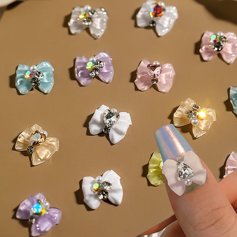 Acrylic Butterfly Crystal Glass Shiny Nail Parts Alloy Rhinestone Nail Charms For Nail Art Decoration Accessories Design