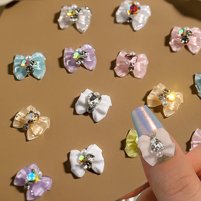 Acrylic Butterfly Crystal Glass Shiny Nail Parts Alloy Rhinestone Nail Charms For Nail Art Decoration Accessories Design