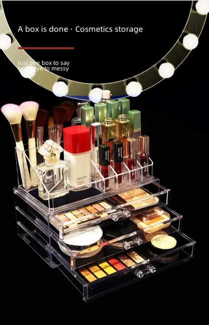 Desktop Makeup Storage Box Multi-layer Drawer Lipstick Organizer Multi-functional Storage Transparent Black Makeup organizer