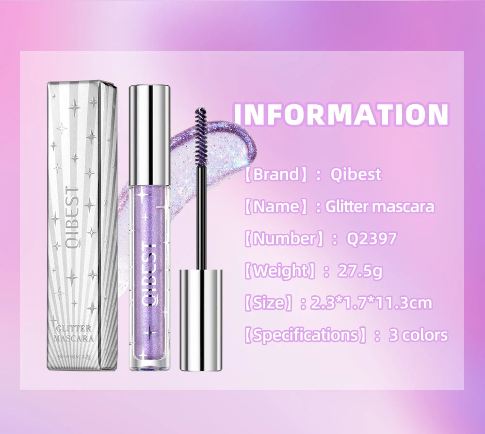 Violet Glitter Lash Mascara Diamond Mascara Thick Shiny Eyelash Curling Extension Makeup Waterproof Fast Dry Sequins Eye Black