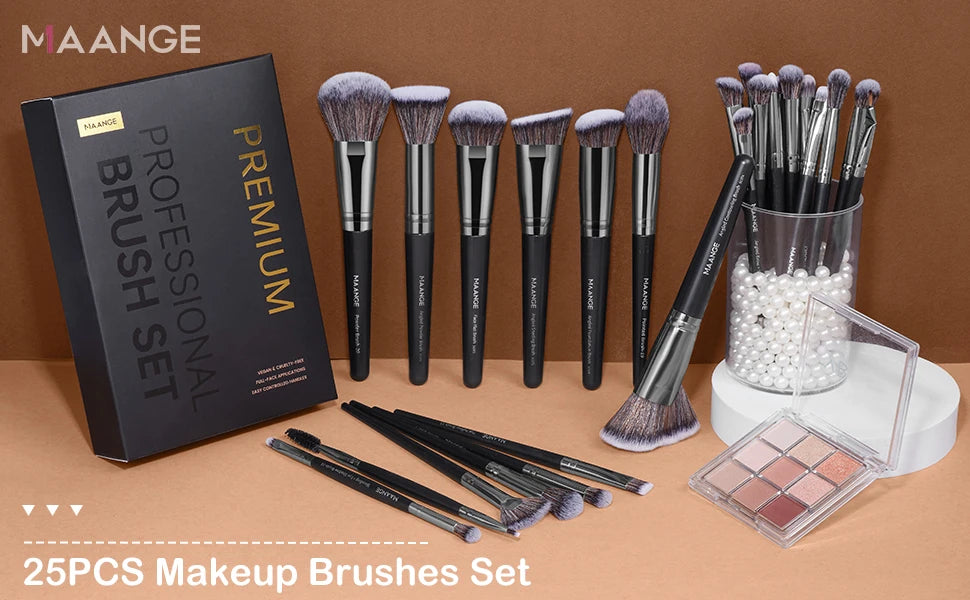 MAANGE Professional Gift Box 25 Pieces Makeup Brushes Kit Face Eye Beauty Brushes For Foundation Conceal Eyeshadow Contour Brush