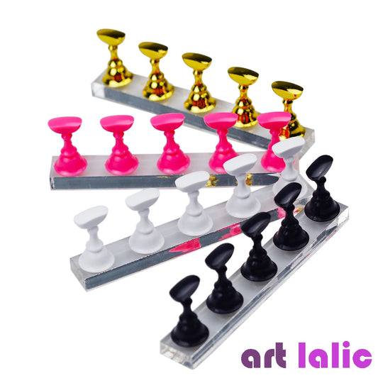 Nail Art Practice Display Stand, Chess Board, Magnetic Tips, White, Black Holder Set, Polish Gel Color Chart Tool, 5Pcs