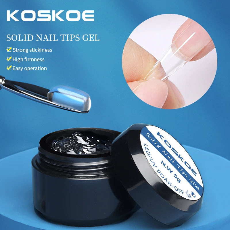 KOSKOE 4Pcs Clear Non Stick Hand Solid Nail Tips Glue Nail Art Extension Tips Glue No-Flowing Modelling Stick Tips Glue