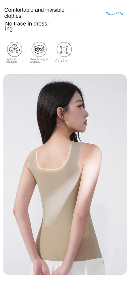 2PCS/Lot Silk Seamless Tank Top with Fixed Chest Pad Women's Camisole Top Sleeveless Inner Outerwear Camison Verano High Strecth