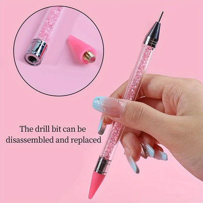 Nails Art Brush For Manicure Double Head Point drill pen Dot Painting Point Pen Rhinestone Picker Wax Pencil Crystal Handle Tool