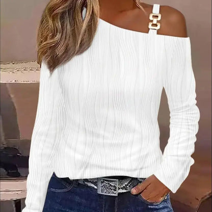 Women's Cold Shoulder Tops Long Sleeve Casual Jacquard Weave Shirts Twist Knot Top Tunic Blouse