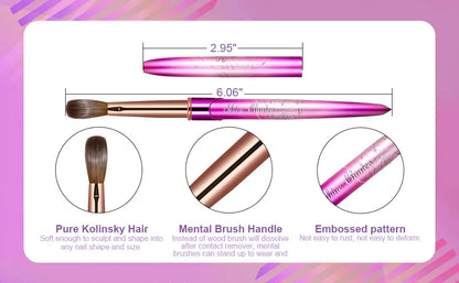 Kolinsky Acrylic Nail Art Brush Wood Handle Nail Art Mink Brush Gel Builder Nail Tools Manicure Brush Drawing Tools Size 2-14