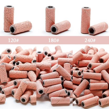 80pcs Pink 3mm Mini Nail Sanding Bands Set Pedicure Tools Electric Drill Burr 120# 180# 240# Pedicure Polishing Accessories