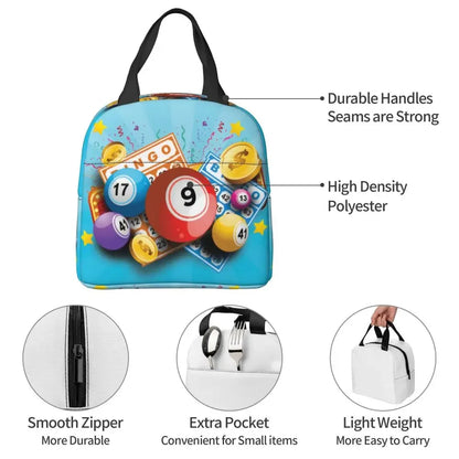 Hot Game Bingo Lunch Bag Leakproof Cooler Thermal Insulated Lunch Box For Women Kids School Beach Camping Travel Food Tote Bags