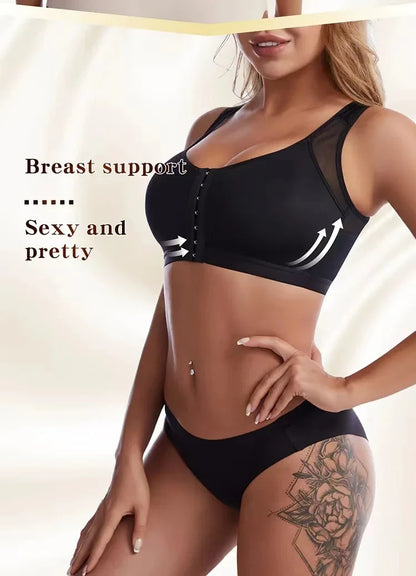 Vest Bras S-5XL Front Closure Posture Corrector Lift Up Bra Women Push Up Cross Back Underwear Shockproof Sports Support Fitness