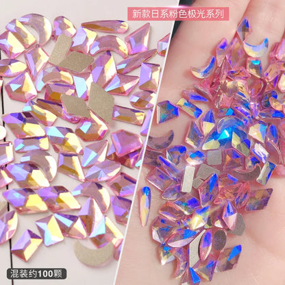 Nail Art Ice Clear Stone Mix Ice Stone Mix 100pcs Gel Nail Ingredients Large Capacity Pack 100PCS Clear Ice Mix Stone