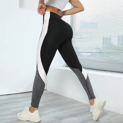 Colorblocked High Waist Yoga Pants with Pockets Leggings for Women Tummy Control Workout Leggings for Women