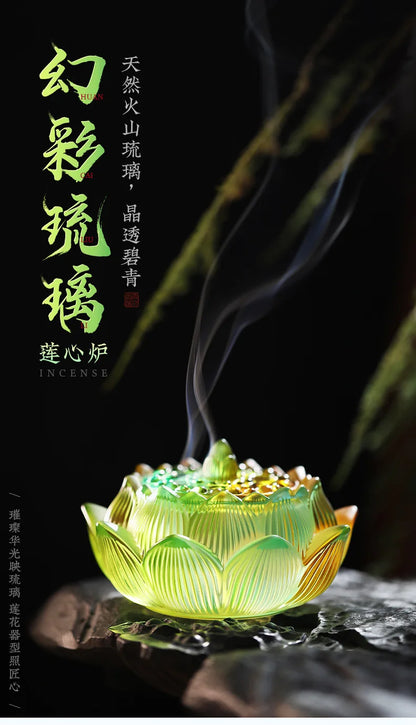 Glass Lotus Incense Stove Household Indoor Incense Stove Creative Sandalwood Incense Stove Lotus  Seal