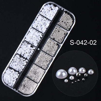 3D White Pearl Nail Art Decoration Gold Silver Beads Half Pearl Nail Charms Parts Summer Design DIY Jewelry Manicure Accessories