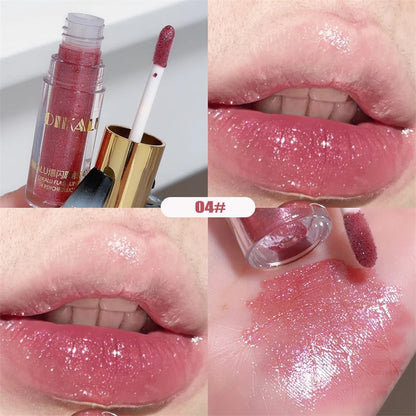 Glitter Liquid Lipstick Shimmer Metallic Clear Mirror Lip Gloss Plumping Oil Moisture Shine Lip Tint Sparkling Diamond Lip Oil