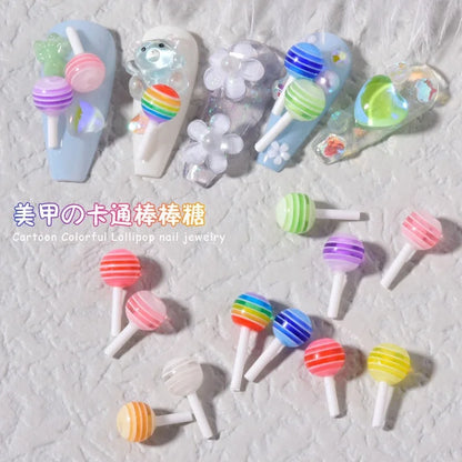 50pcs Miniature Lollipop/ 1:12 kawaii charm for Nails, Crafts, Jewelry/ Cute 3D Studs Charms Jewelry, 3D Lollipop Charms