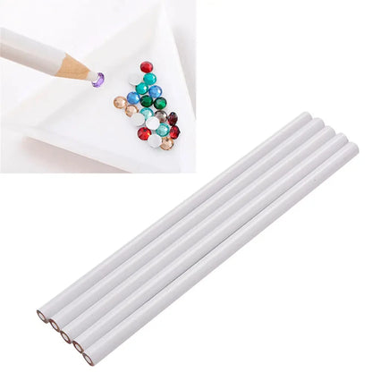 20/5Pcs Rhinestone Picker Dotting Pencil White Wax Pen for Picking Up Stones Crystal Bead Applicator Nail Art Decoration Tools