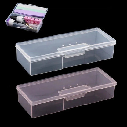 Nail Art Storage Box Nail Accessories Organizer Plastic Container Nail Rhinestone Brush Pen Buffer Grinding Files Storage Box