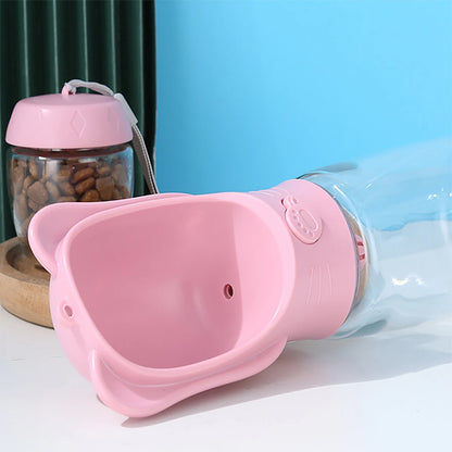 Dog Water Bottle Pet Dispenser with Detachable Food Container Leak Proof Lock for Travel Hiking