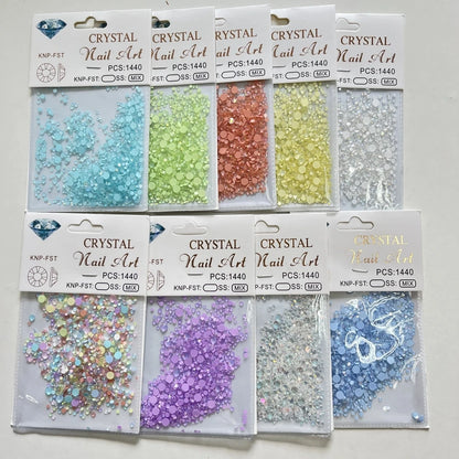 SS3-SS10 Mix Size Clear Crystal Non HotFix Gold FlatBack Rhinestones Colorful Diamond DIY Glitter Stones 3D Nail Art Accessories