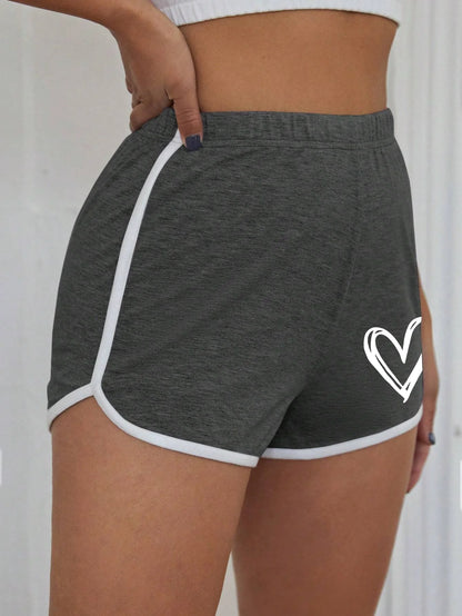 Fashion Print Women's Striped Sports Shorts Simple Loose Casual Slim Shorts High Waist Monochrome Summer Fashion Items