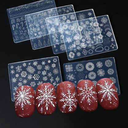 1PC 3D Silicone Snowflake Nail Carving Mold Flower Lace Mould Stamping Plate Nails Stencils DIY Manicure Accessory Tools LAG-212