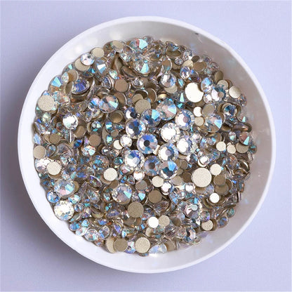 1440pcs Mix Size SS3-SS20 Glass Flat Back Rhinestone Glitter Blue Moonlight Diamond Non Hotfix Strass Rhinestones for Nail Art