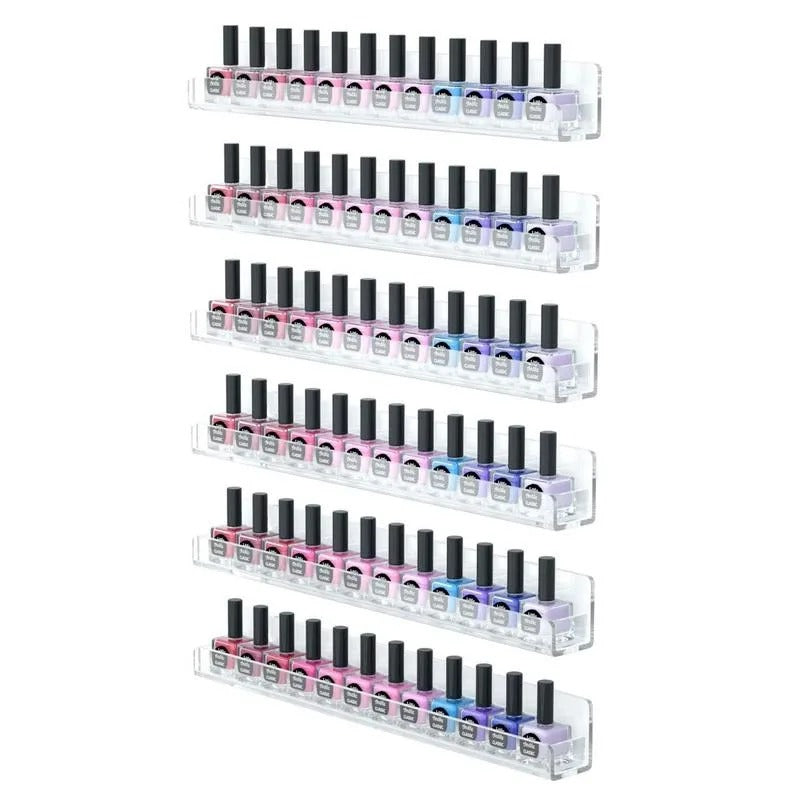 2/4/6Layer Nail Polish Display Rack Transparent Acrylic Storage Holder Nail Art Tools Lipstick Organizer Wall-mounted Shelf