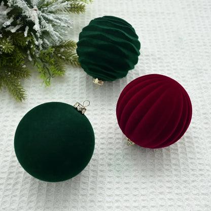 12Pcs/Box 8cm Christmas Velvet Ball Decoration Christmas Tree Ball Ornament Pendant Hanging Decor Merry Christmas Decoration