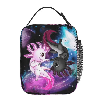 Axolotl In Pocket Insulated Lunch Bags for Women Amphibian Exotic Animal Resuable Thermal Cooler Bento Box Kids School Children