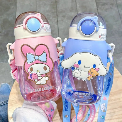 690ml Sanrio Large Capacity Water Bottle Cinnamoroll Kuromi My Melody Portable Straw Water Cup for Outdoor Sports Fitness