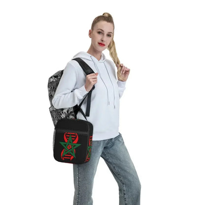 The Flag Of Morocco Thermal Insulated Lunch Bag Women Resuable Lunch Tote for School Office Outdoor Multifunction Food Box