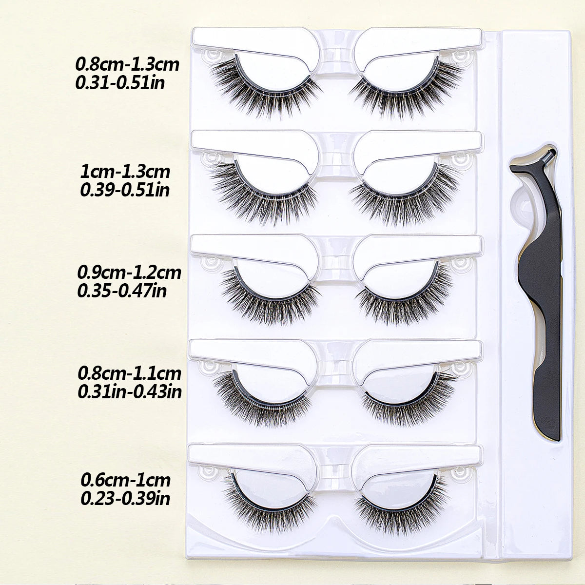 5 pairs Self-Adhesive Faux Mink Eyelashes Reusable Natural Cat Eye Fluffy Curly C Curl Lashes  makeup tools