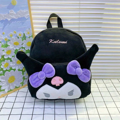 Kuromi Cinnamoroll & My Melody Plush Backpack Adorable, Large-Capacity, Kawaii Design - Soft Cartoon Characters