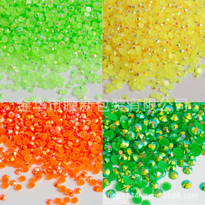 Factory Direct Sales Flats Bottom Resin Diamond Nail Art Diamond Colorful DIY Jelly AB 14 Faceted Fujisaki Diamond Mobile Pho...